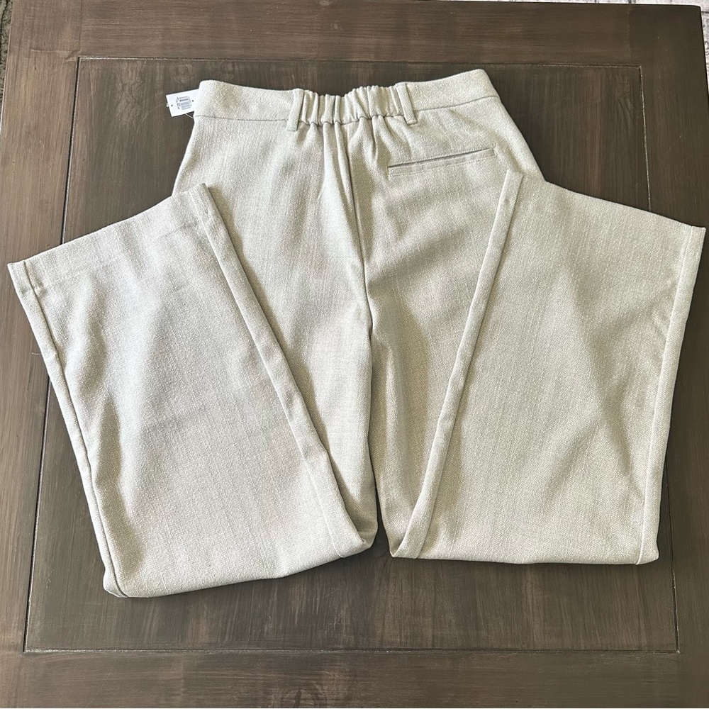 Old Navy Beige Wide Leg Trousers | M | Cozy | Fall Winter | Normcore Preppy Chic - Picture 5 of 13